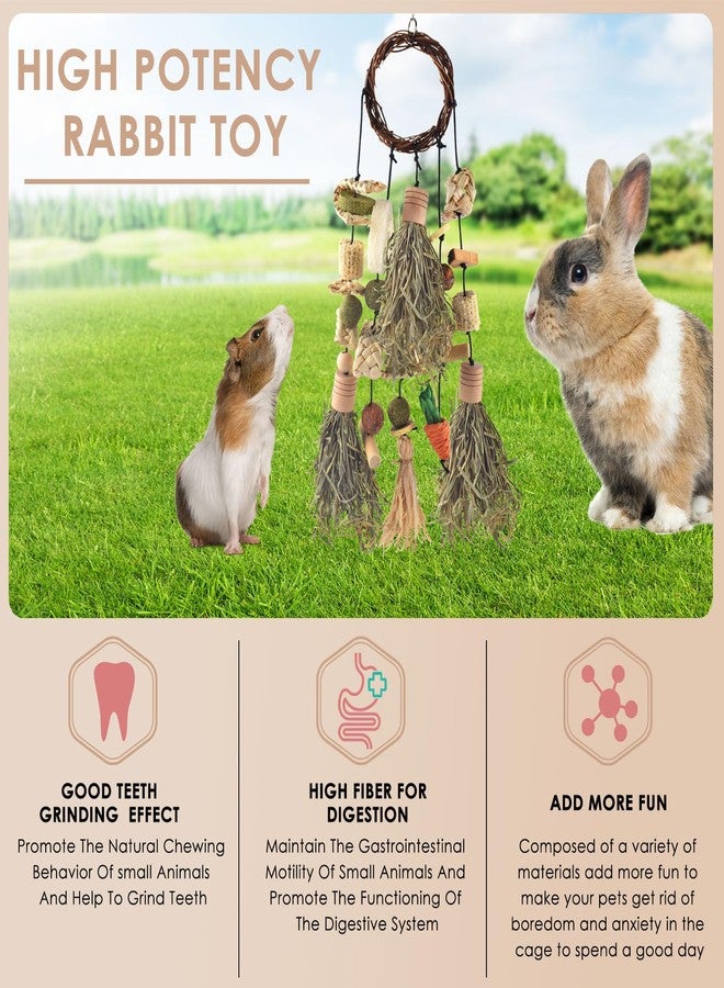 Bissap Rabbit Chew Toy, Bunny Cage Hanging Chewing Toys and Treats Wooden with Snacks for Guinea Pigs Chinchillas Hamsters Rats and Other Small Pets Teeth Grinding (Timothy Hay & Vine) - Image 4